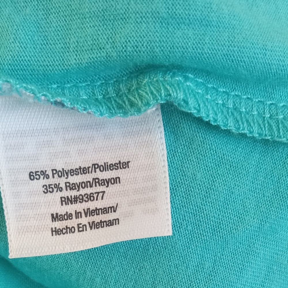 a.n.a A New Approach Teal Ruffle V-Neck Short Sleeve Top Blouse -Women's Size XL - Picture 4 of 5